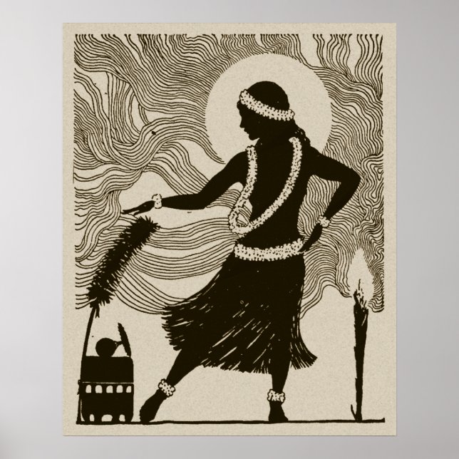 Vintage Hawaii Hula Girl Poster (Framsidan)