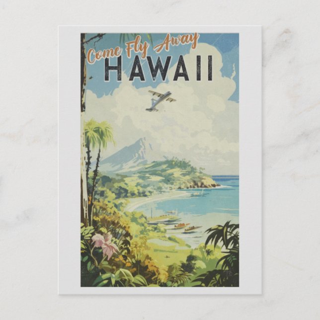 Vintage Hawaii Island Retro Travel Vykort (Framsida)