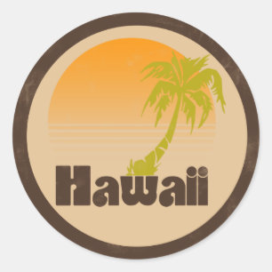 Vintage Hawaii Logotyp Runt Klistermärke