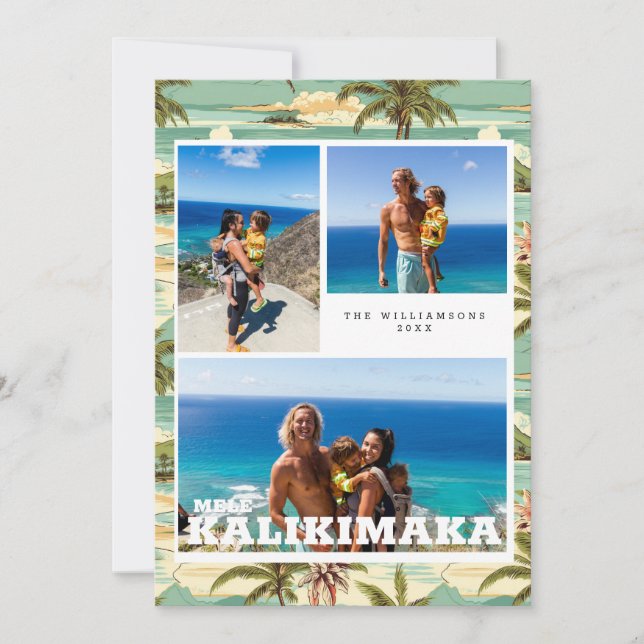 Vintage Hawaii | Mele Kalikimaka Högtidskort Julkort (Framsida)