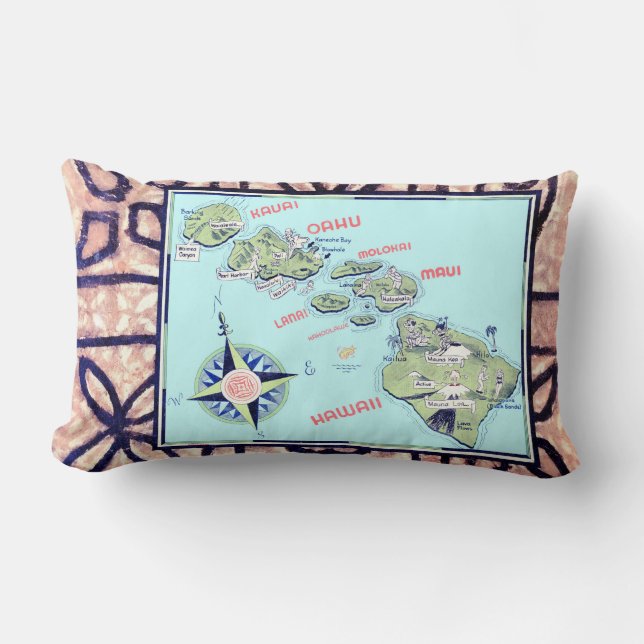 Vintage Hawaii Pillow Lumbarkudde (Framsida)