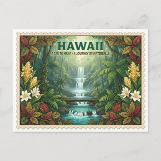Vintage Hawaii Road to Hana Maui Vattenfall Resa Vykort