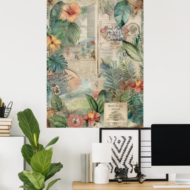 Vintage Hawaii Scrapbook Page 5 Poster (Hemmakontoret)