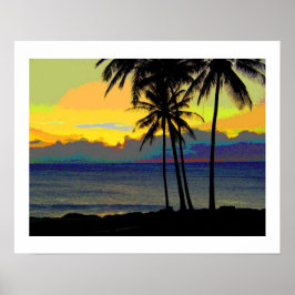 Vintage Hawaii solnedgång Affischer