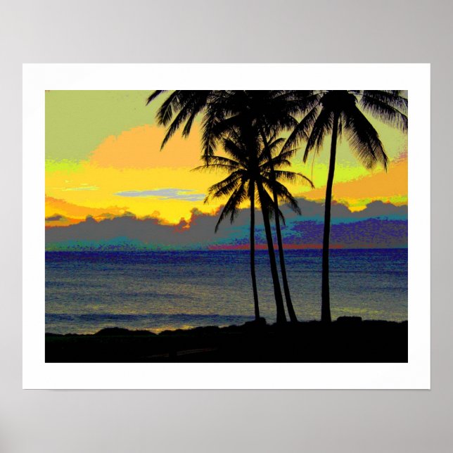 Vintage Hawaii solnedgång Affischer (Framsidan)