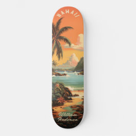 Vintage Hawaii Strand Solnedgång Mini Skateboard Bräda 18,5 Cm