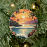 Vintage Hawaii Sunset Painting Sea Beach Towel Julgransprydnad Keramik<br><div class="desc">Vintage Hawaii Sunset Painting Sea Beach Towel Ceramic Ornament</div>