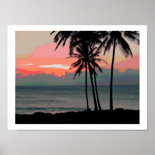 Vintage Hawaii sunset Poster