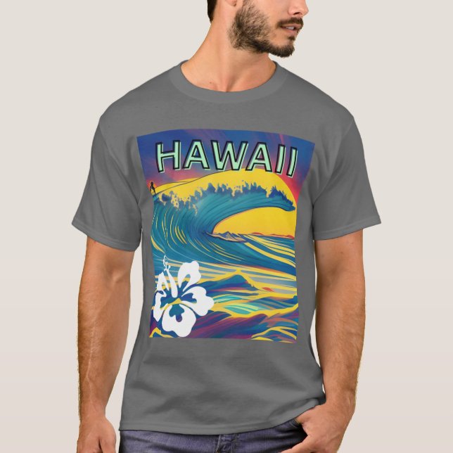 VINTAGE HAWAII SURFNINGSETIKETT 5 T SHIRT (Framsida)