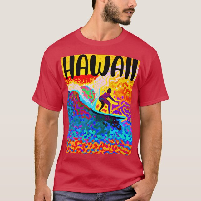 VINTAGE HAWAII SURFNINGSETIKETT 7 T SHIRT (Framsida)