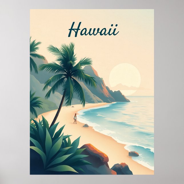 Vintage Hawaii Travel Illustration Poster (Framsidan)