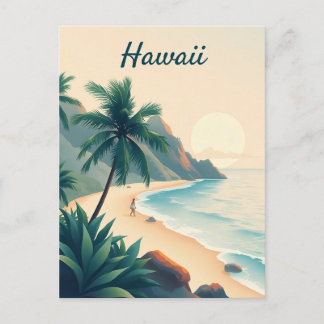 Vintage Hawaii Travel Illustration Vykort