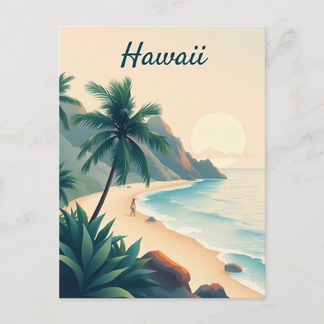 Vintage Hawaii Travel Illustration Vykort (Framsida)