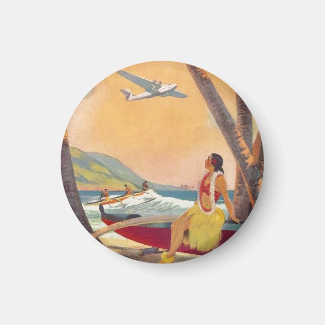 Vintage Hawaii Travel Magnet (Framsidan)