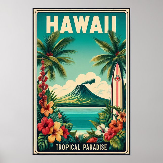 Vintage Hawaii Travel Poster (Framsidan)