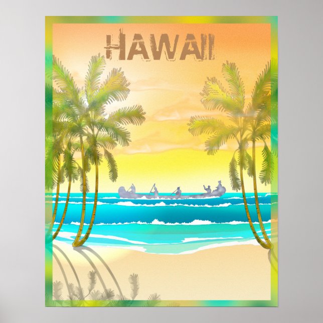 Vintage Hawaii Travel Poster (Framsidan)