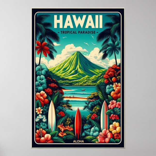 Vintage Hawaii Travel Poster (Framsidan)