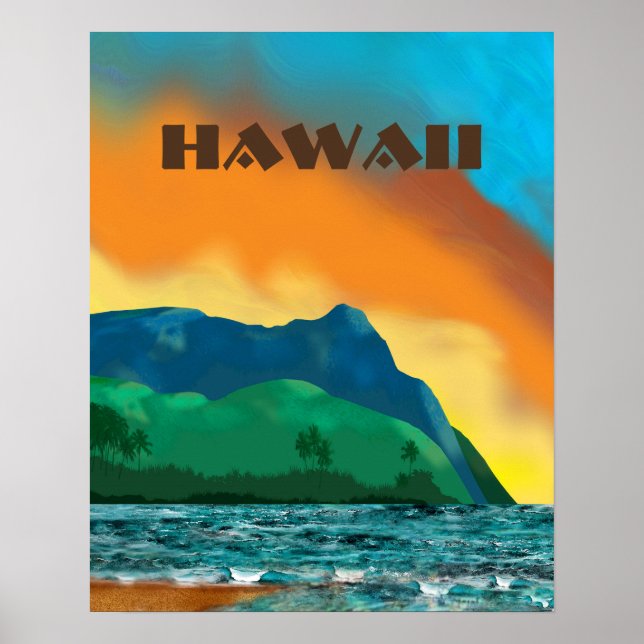 Vintage Hawaii Travel Poster (Framsidan)