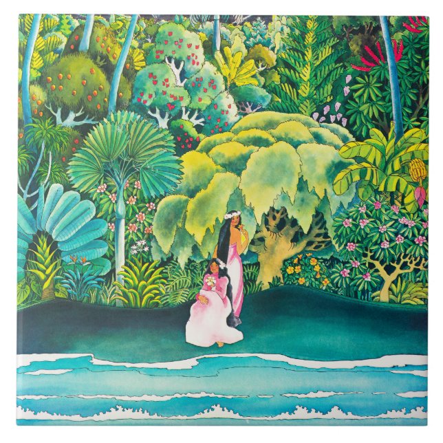 Vintage Hawaii Travel Poster Kakelplatta (Framsidan)