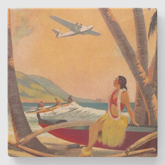 Vintage Hawaii Travel Stenunderlägg (Framsidan)