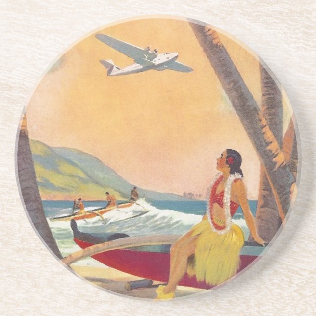 Vintage Hawaii Travel Underlägg (Framsidan)