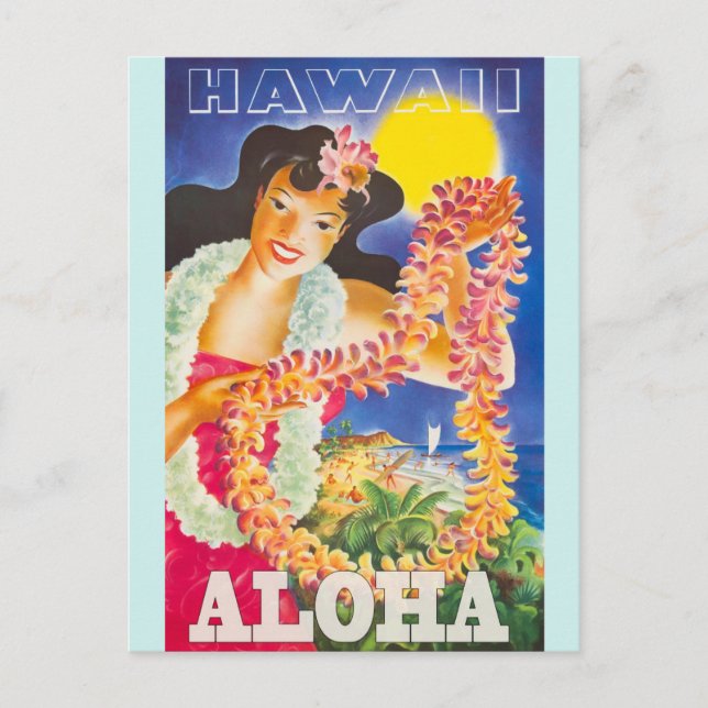 Vintage Hawaii Travel Vykort (Framsida)