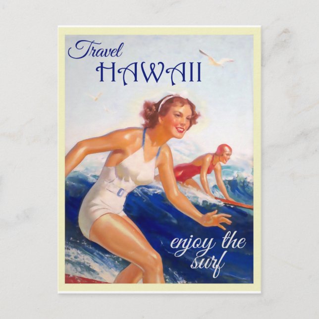 Vintage Hawaii Travel Vykort (Framsida)
