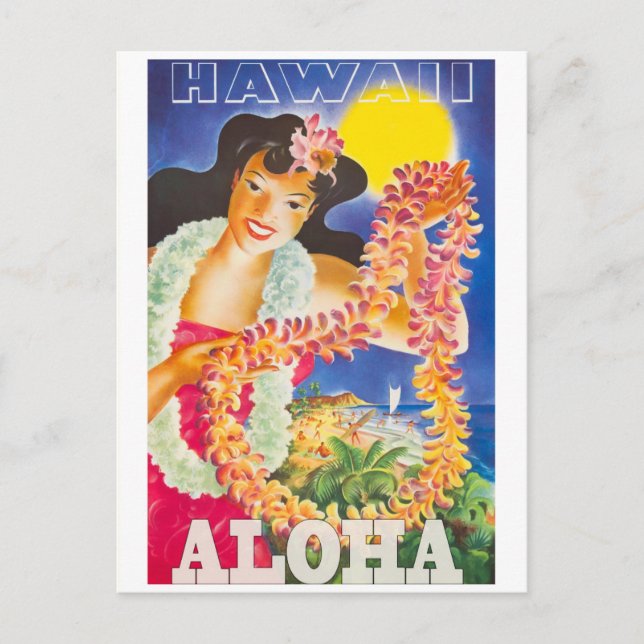 Vintage Hawaii Travel Vykort (Framsida)