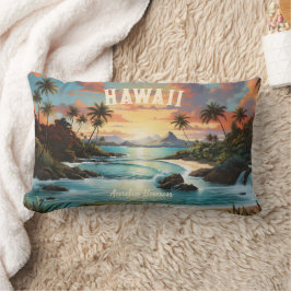 Vintage Hawaii Tropical Beach Travel & Gym Namn Lumbarkudde