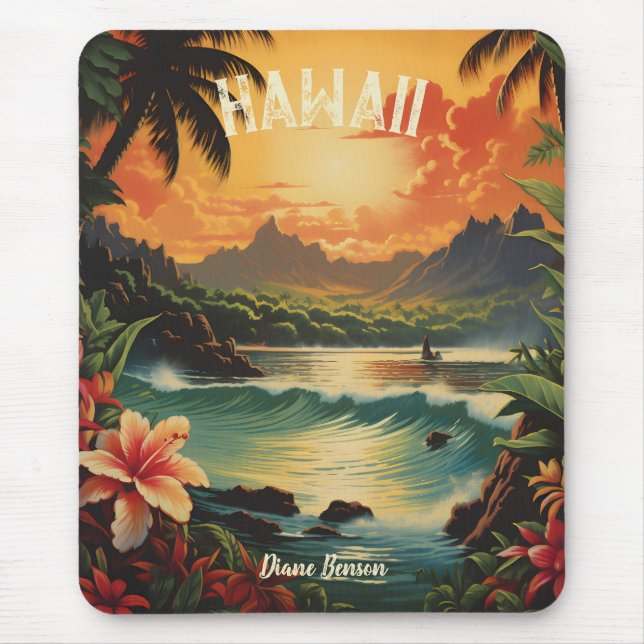 Vintage Hawaii Tropical Beach Travel Musmatta (Framsidan)