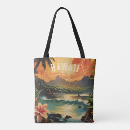 Vintage Hawaii Tropical Beach Travel Tygkasse