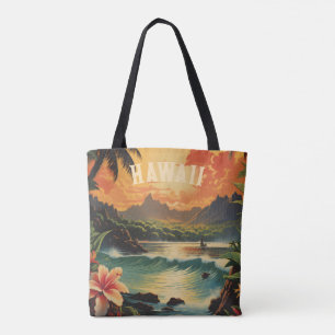 Vintage Hawaii Tropical Beach Travel Tygkasse