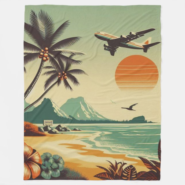 Vintage Hawaii/Tropical Fleecefilt (Framsidan)