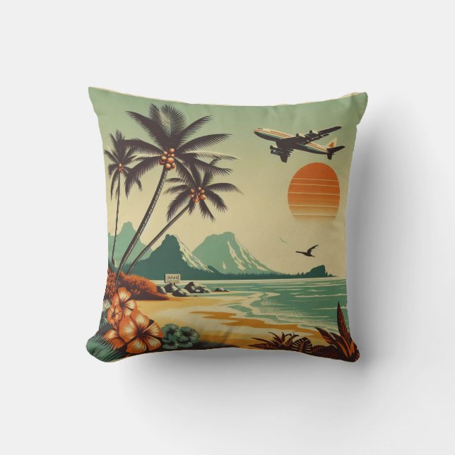Vintage Hawaii/Tropical Kudde (Framsida)