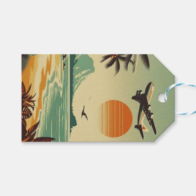 Vintage Hawaii/Tropical Presentetikett (Framsidan (Horisontell))