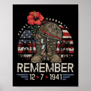 Vintage Hawaii USA flagga Tee, Pearl Harbour Poster