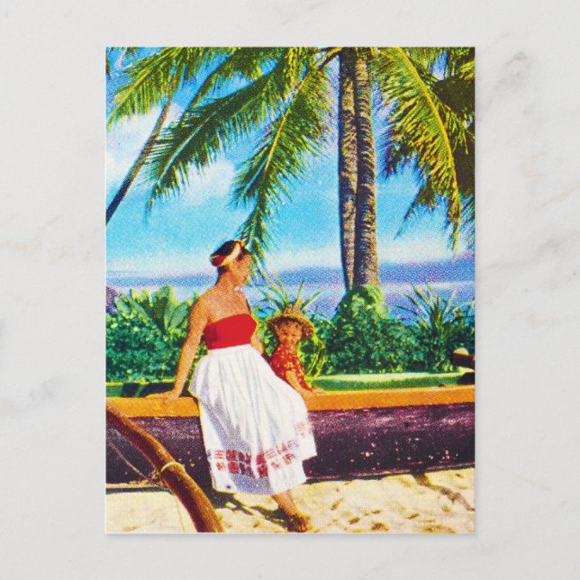 Vintage Hawaii Vacation Vykort (Framsida)