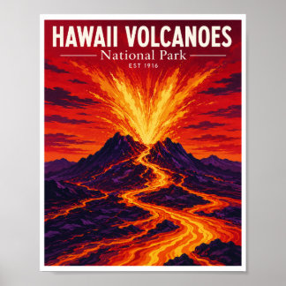 Vintage Hawaii Volcanoes nationalpark Poster