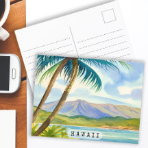 Vintage Hawaii Watercolor Travel