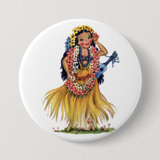 Vintage Hawaiian Girl i Hula Outfit Dress Knapp