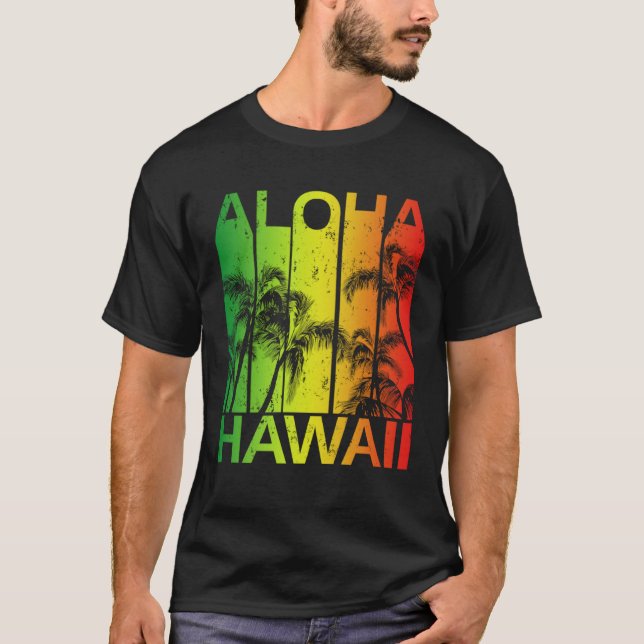 Vintage Hawaiian Islands Aloha T Shirt (Framsida)