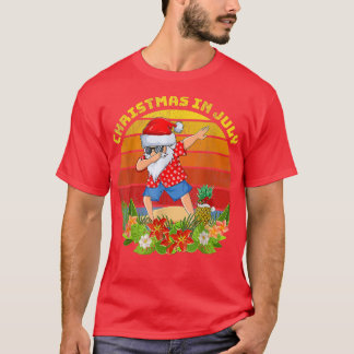 Vintage Hawaiian Julafton Beach Dabbing Santa Chri T Shirt