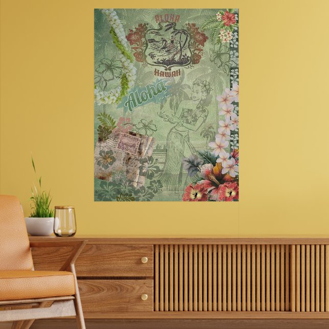 Vintage Hawaiian Scrapbook Aloha Hula Poster (Vardagsrum 2)