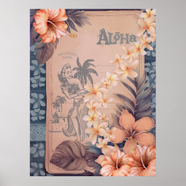 Vintage Hawaiian Scrapbook Waikiki Hula Poster