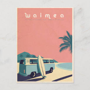 Vintage Hawaiian Surfa Van Travel Postcard Vykort