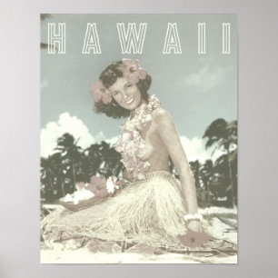 Vintage Hawaiian Travel - Hawaii Hula Dancer Poster