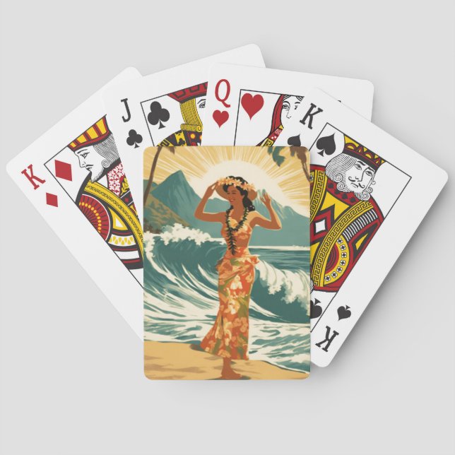 Vintage Hawaiian Travel Honolulu Mid Pacific Casinokort (Baksidan)