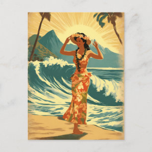 Vintage Hawaiian Travel Honolulu Mid Pacific Helg Vykort