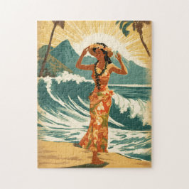 Vintage Hawaiian Travel Honolulu Mid Pacific Pussel
