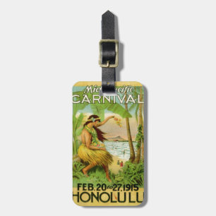 Vintage Hawaiian Travel Hula Girl Aloha Västindien Bagagebricka